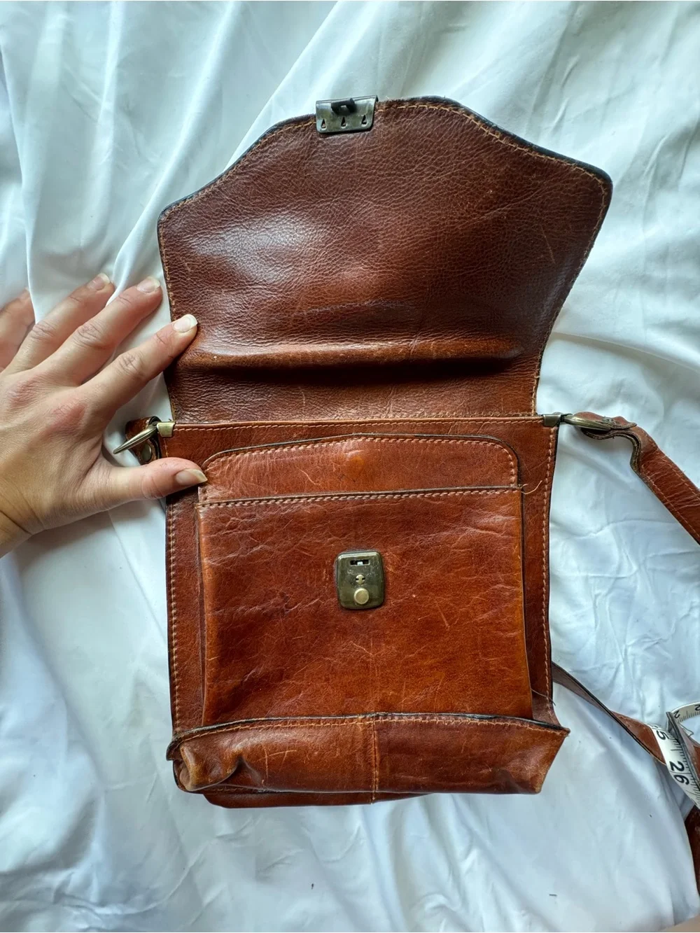 Vintage Brown Leather Crossbody Bag